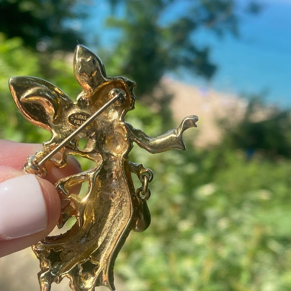 Kirks Folly fairy gold tone vintage crystal pin brooch - Picture 6 of 9